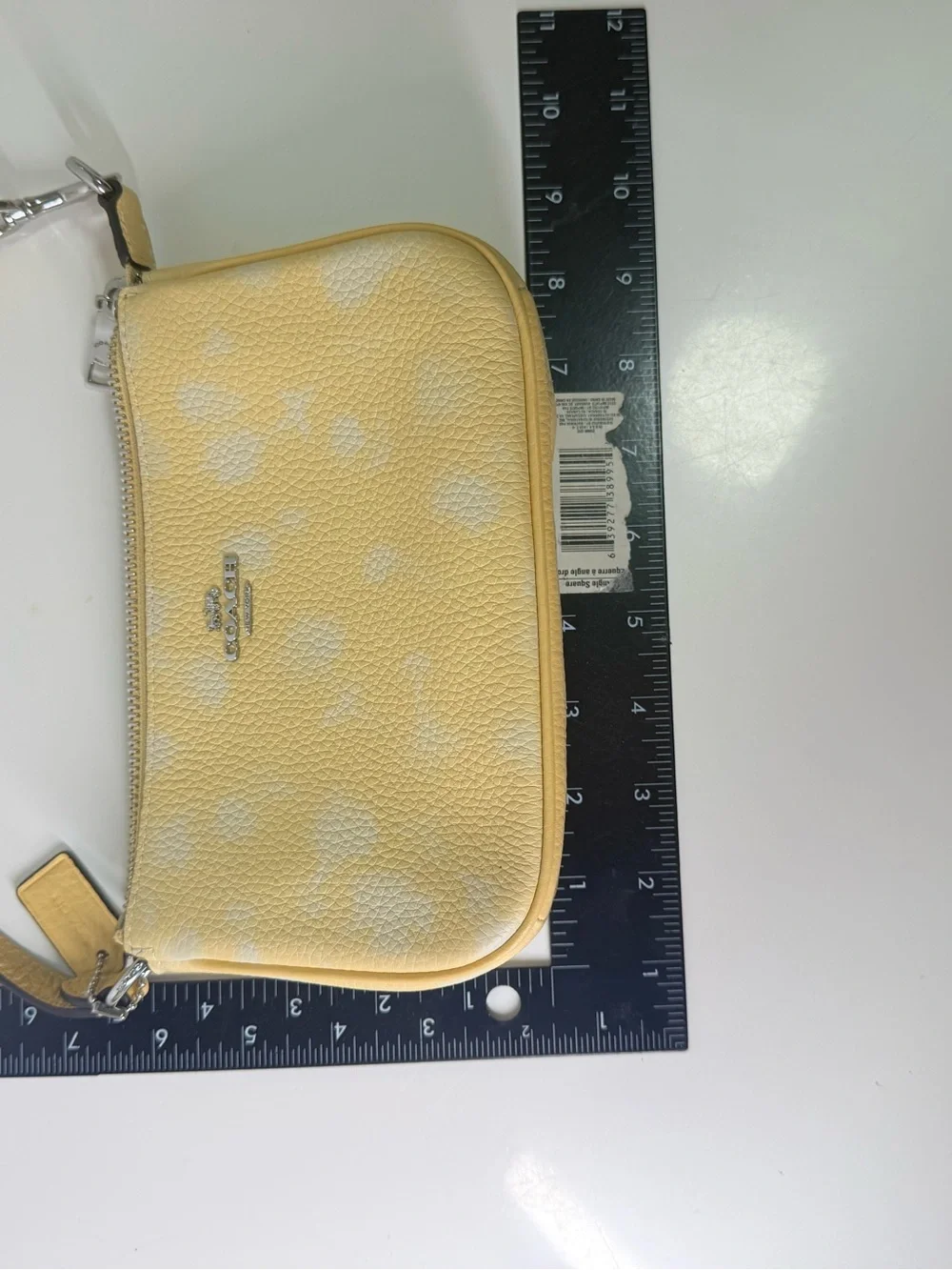 Coach Nolita 19 Yellow Pebbled Leather Small Wristlet with Silver Hardware